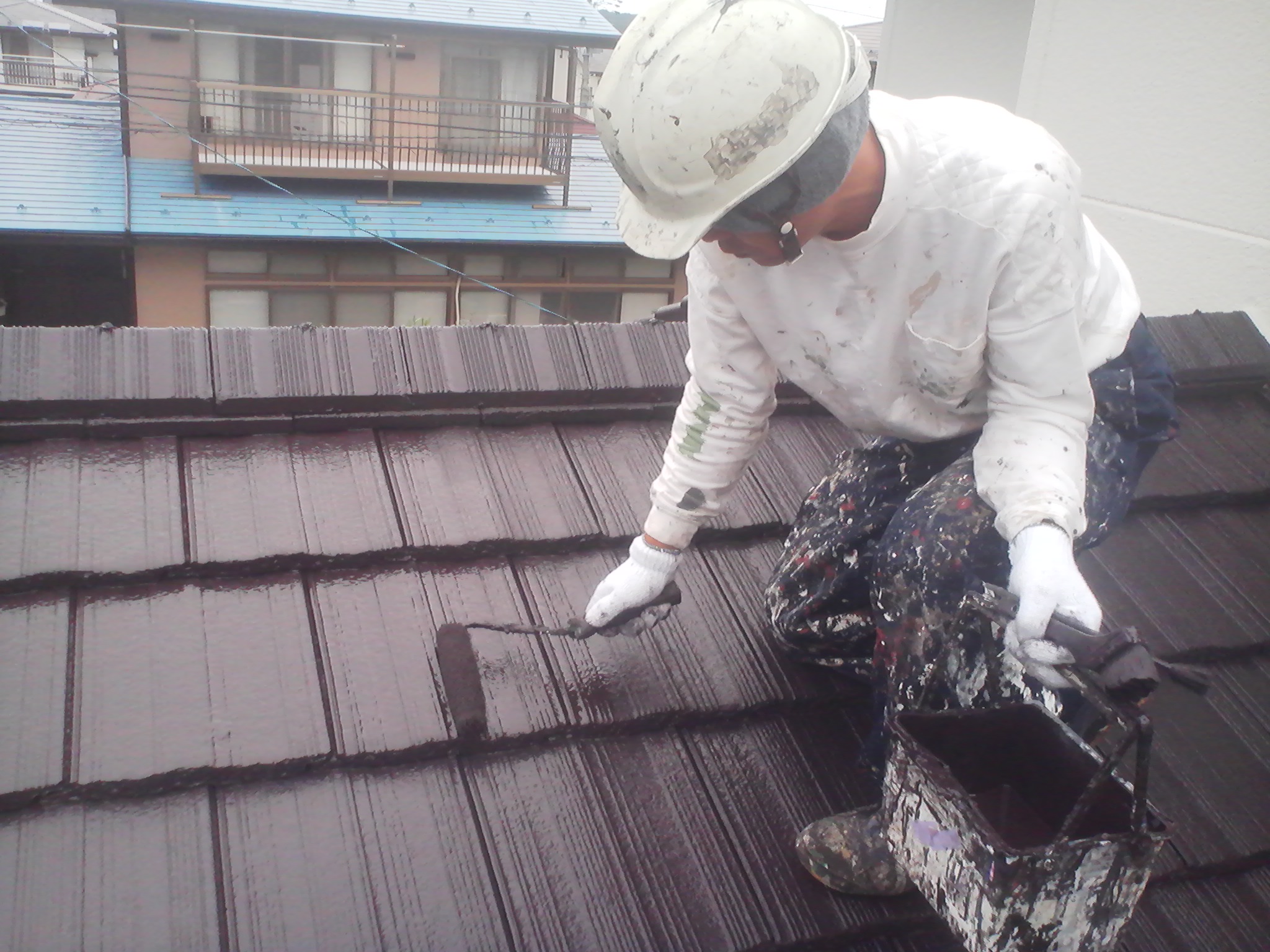 一階屋根塗装ローラー
