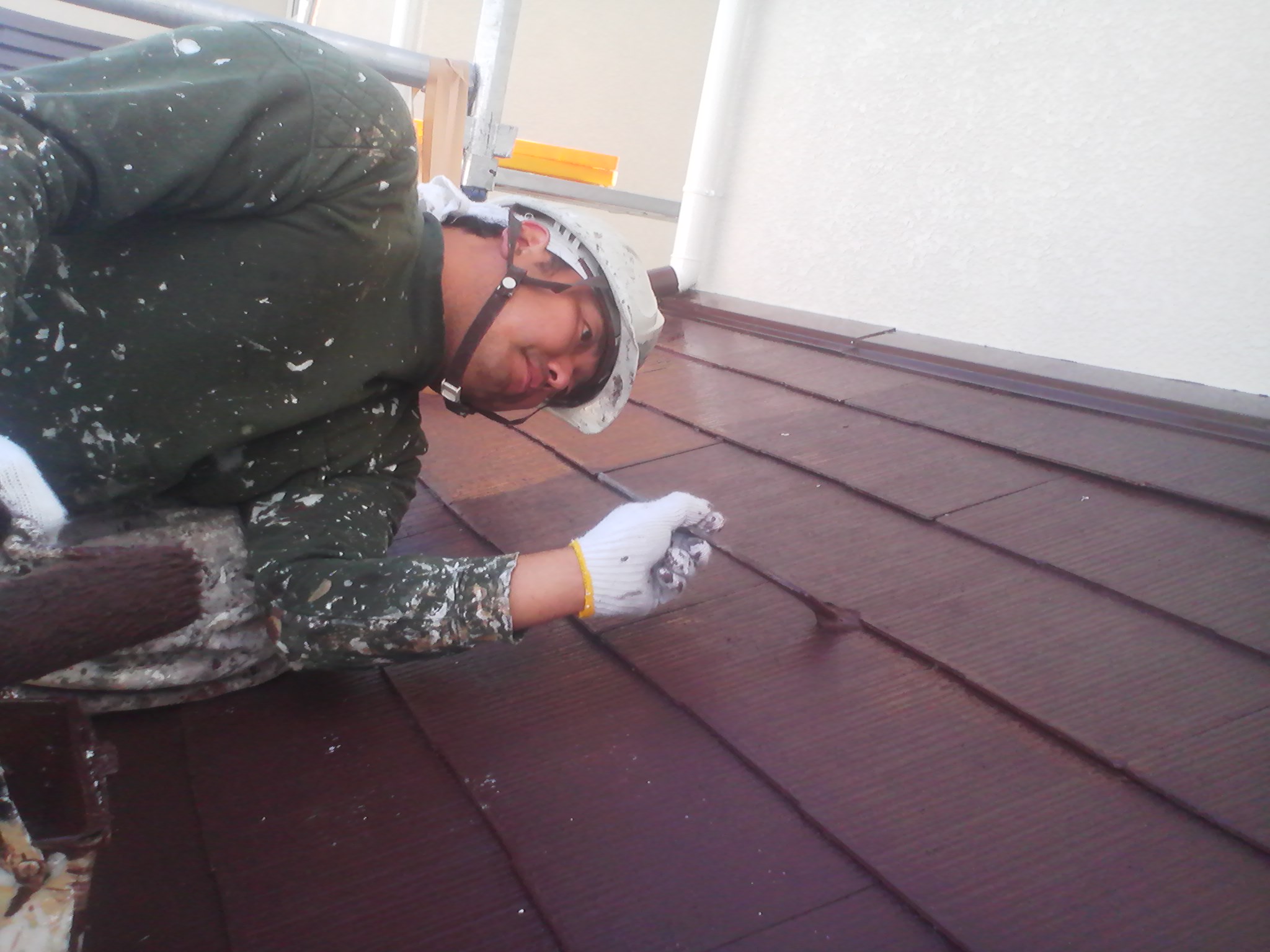 一階屋根上塗り